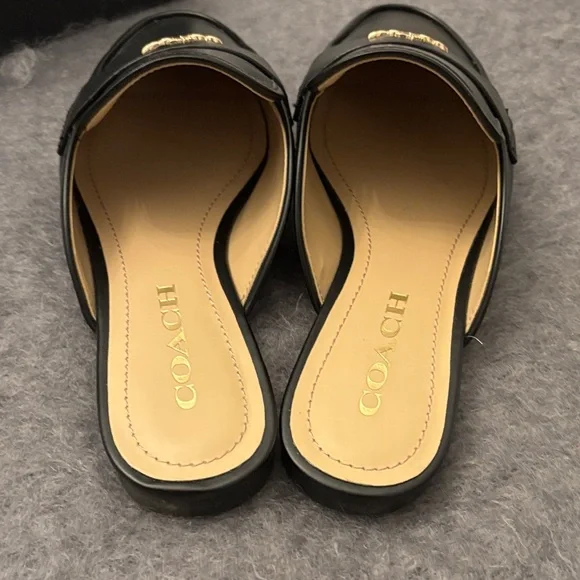 Coach Black Leather Slip-On Loafers - Picture 5 of 5